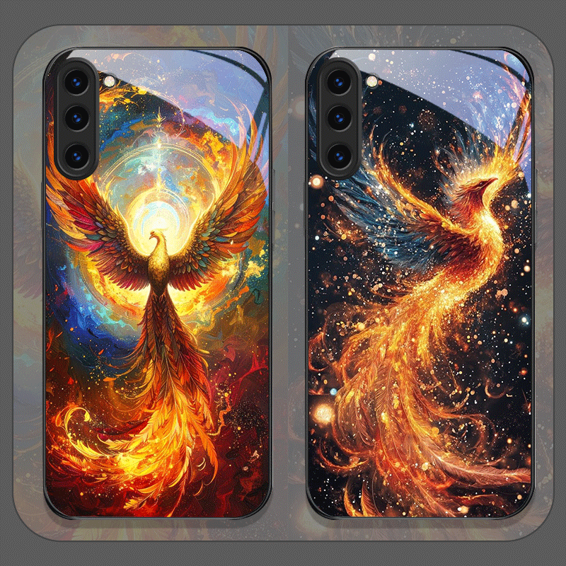 Samsung Galaxy S24 - Estetik Anka Ateşi Tüyü Desenli Temperli