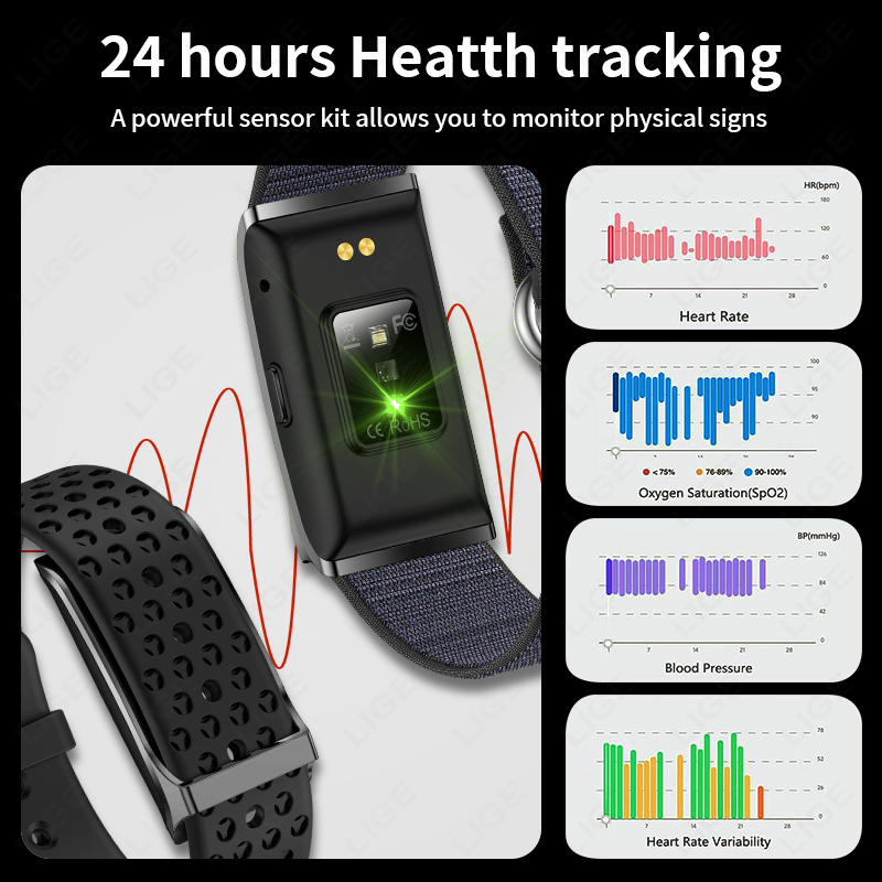 LIGE akıllı saat kalp hızı kan - Fall Detection Watch incelemesi ve fiyatı